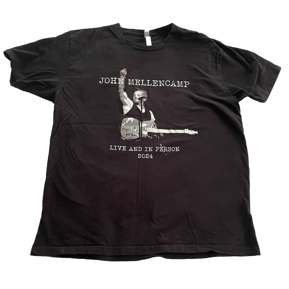 John Mellencamp 2024 Tour T-Shirt Live and In Person Black X-Large Next Level